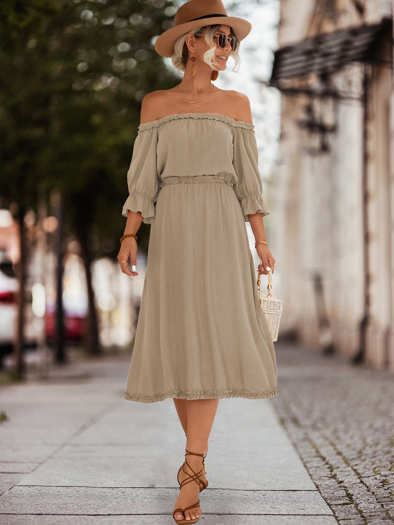 Frilled Off-Shoulder Flounce Dress