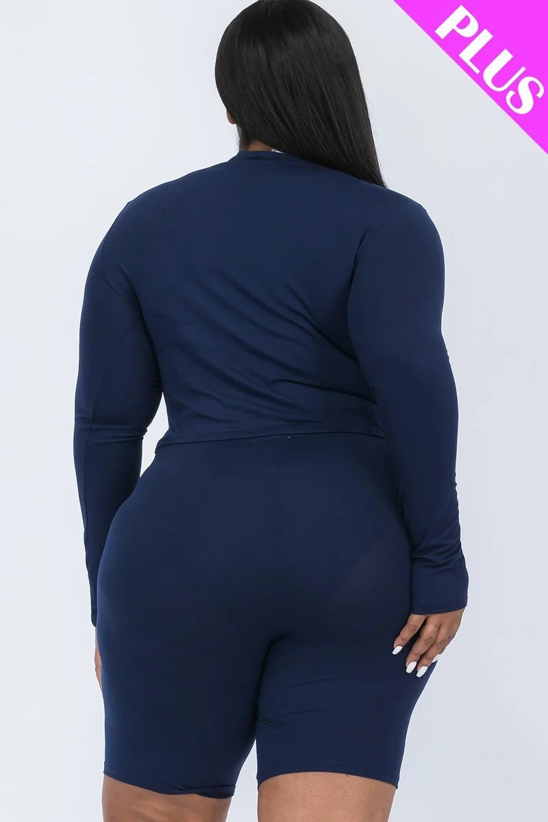 Plus Top & Biker Shorts Set