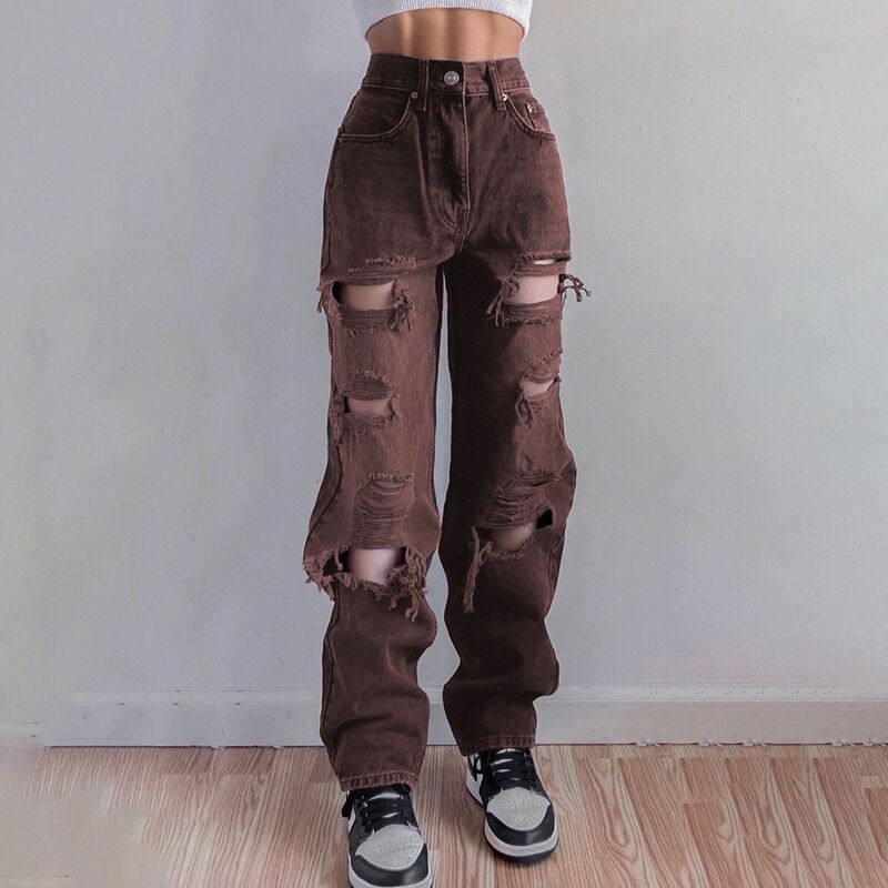 Brown Ripped Vintage Jeans