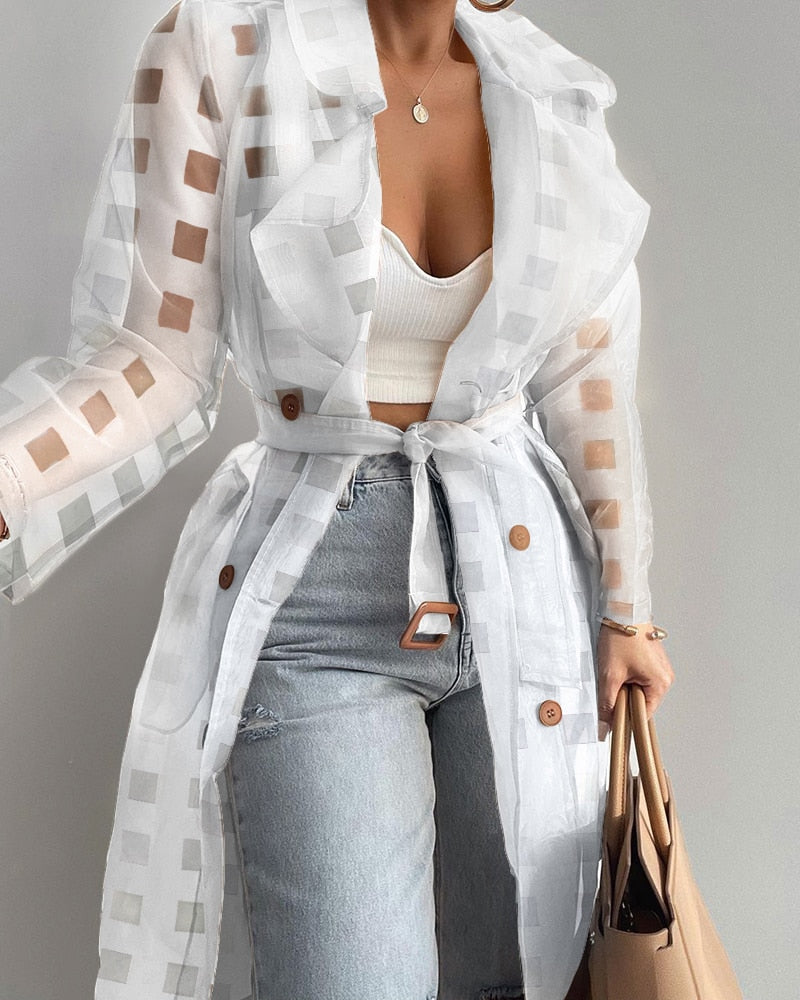 Lace Up Coat With Belt