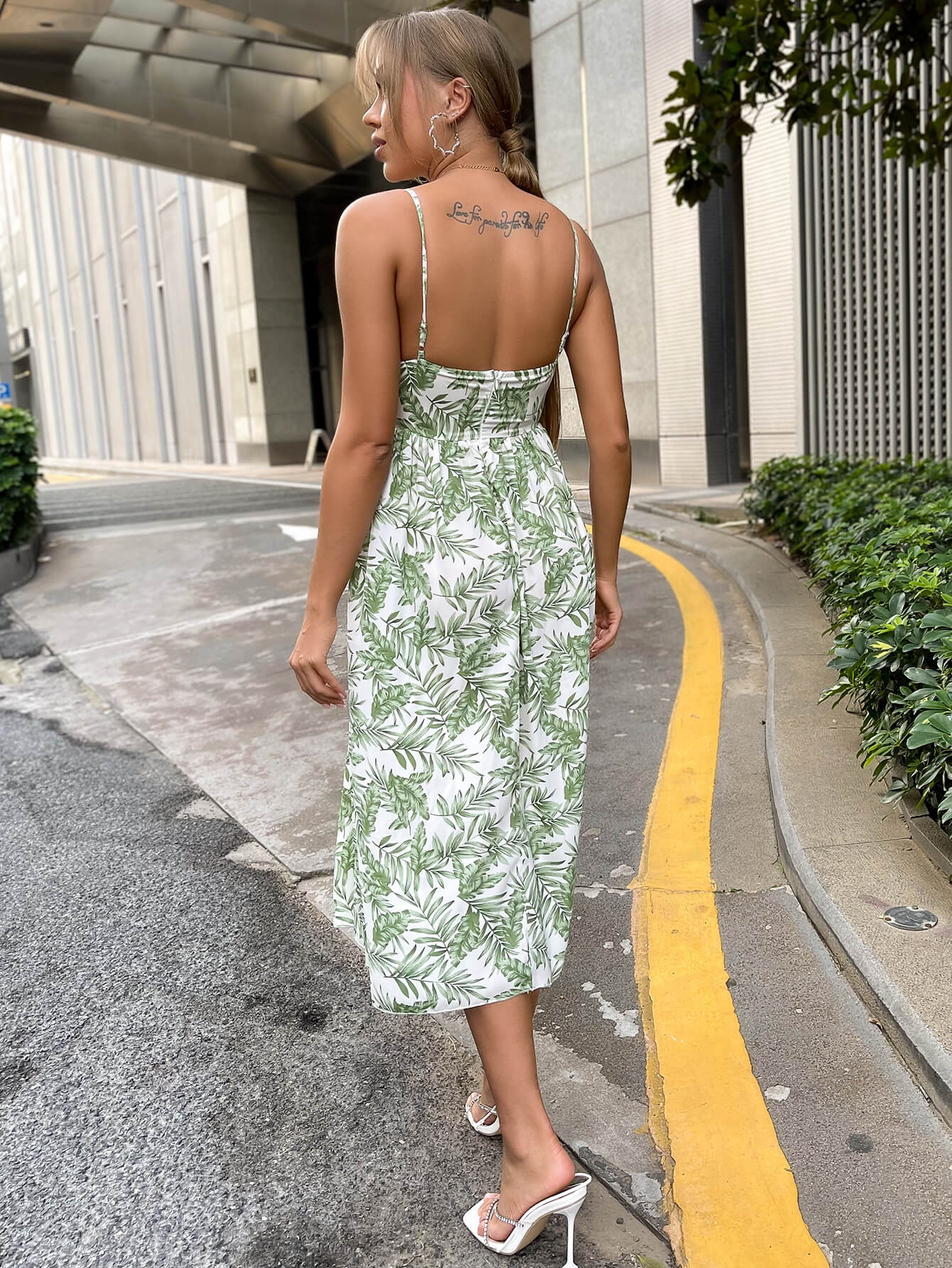 Jungle Printed Backless Dress