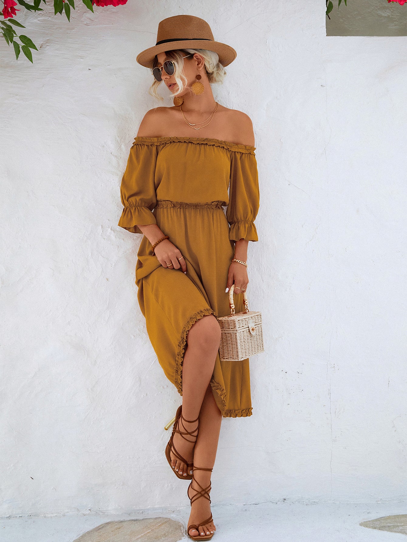 Frilled Off-Shoulder Flounce Dress