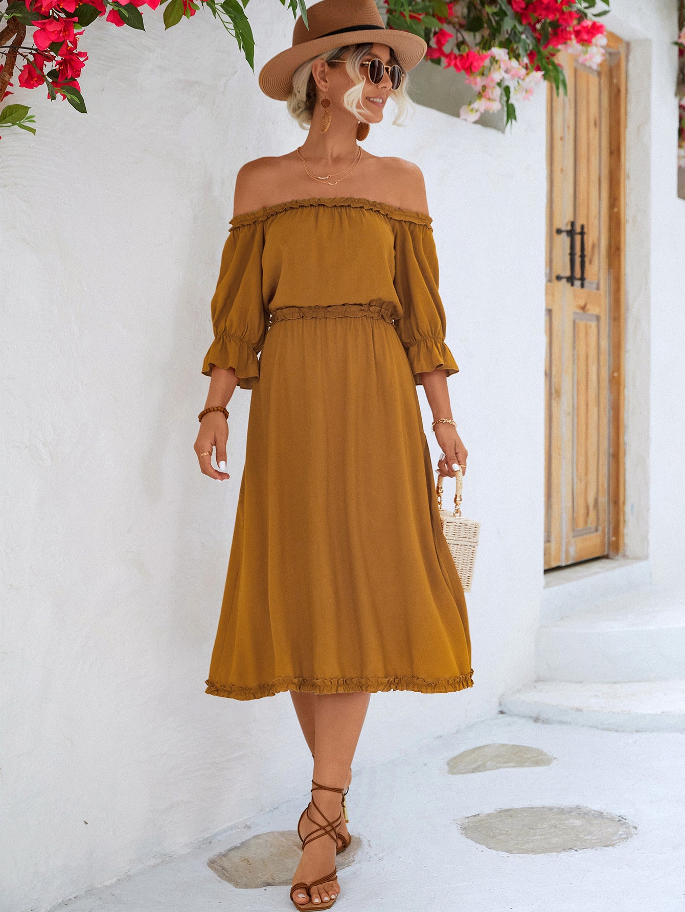 Frilled Off-Shoulder Flounce Dress