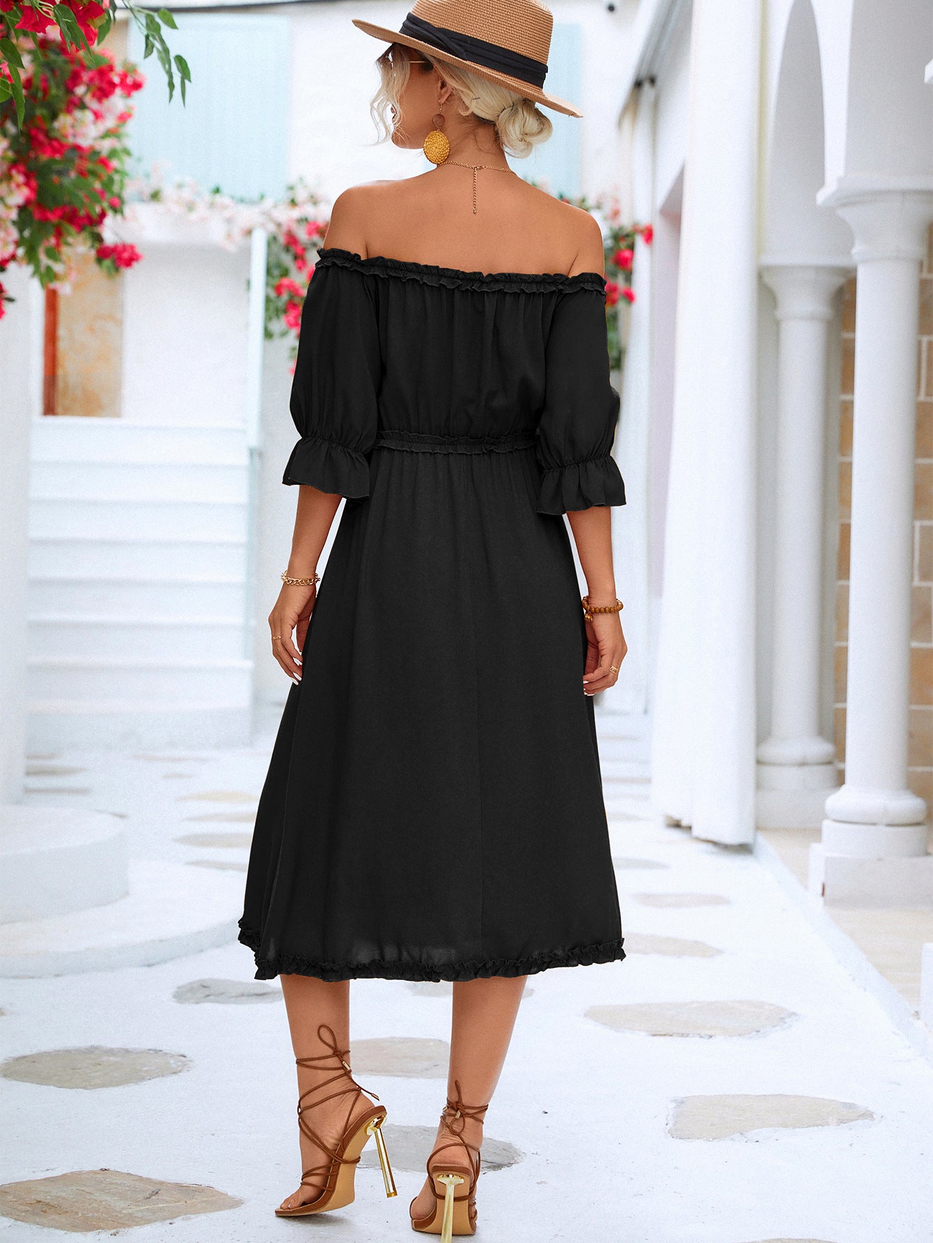 Frilled Off-Shoulder Flounce Dress