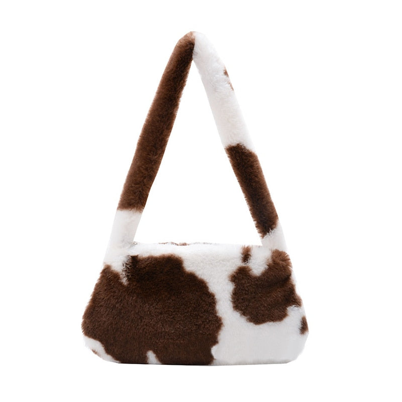 Furry Animal Pattern Shoulder Bag