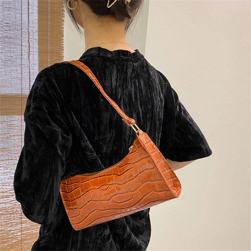 Crocodile Leather Shoulder Bag