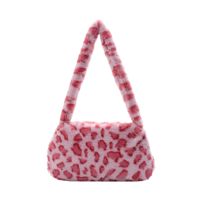 Furry Animal Pattern Shoulder Bag