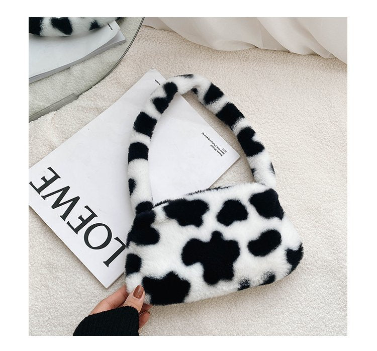 Furry Animal Pattern Shoulder Bag
