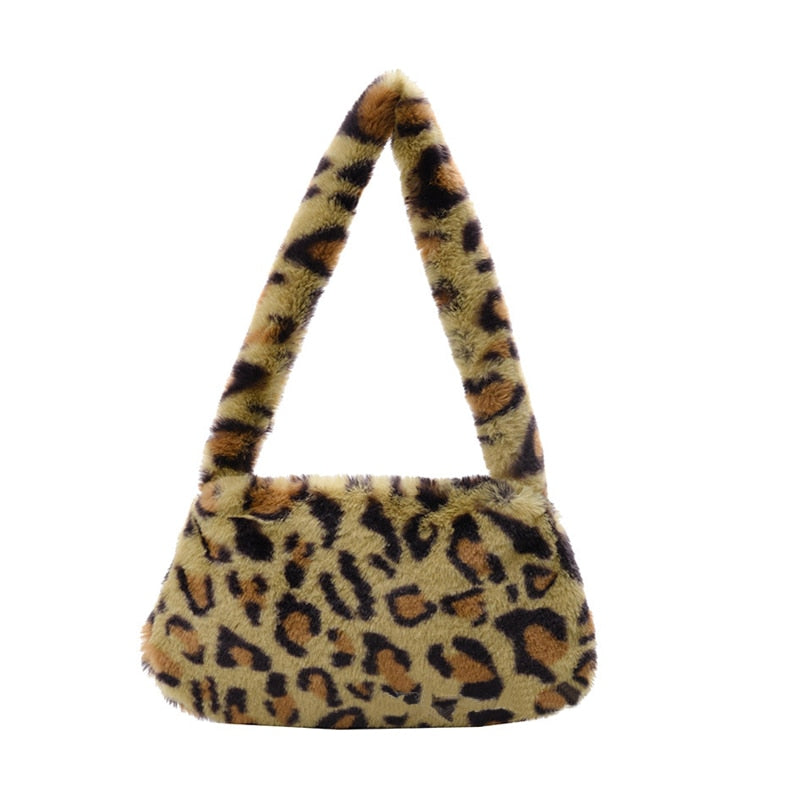 Furry Animal Pattern Shoulder Bag