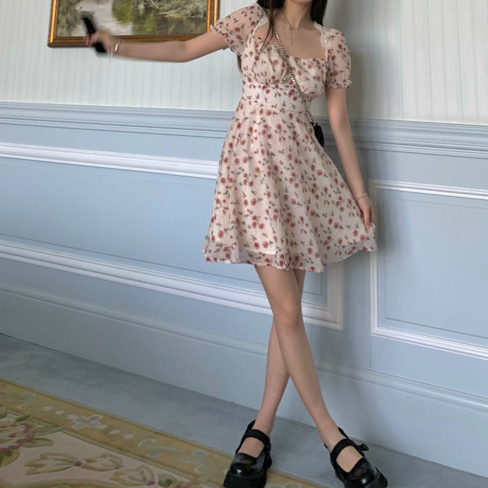 Pink Floral Mini Dress