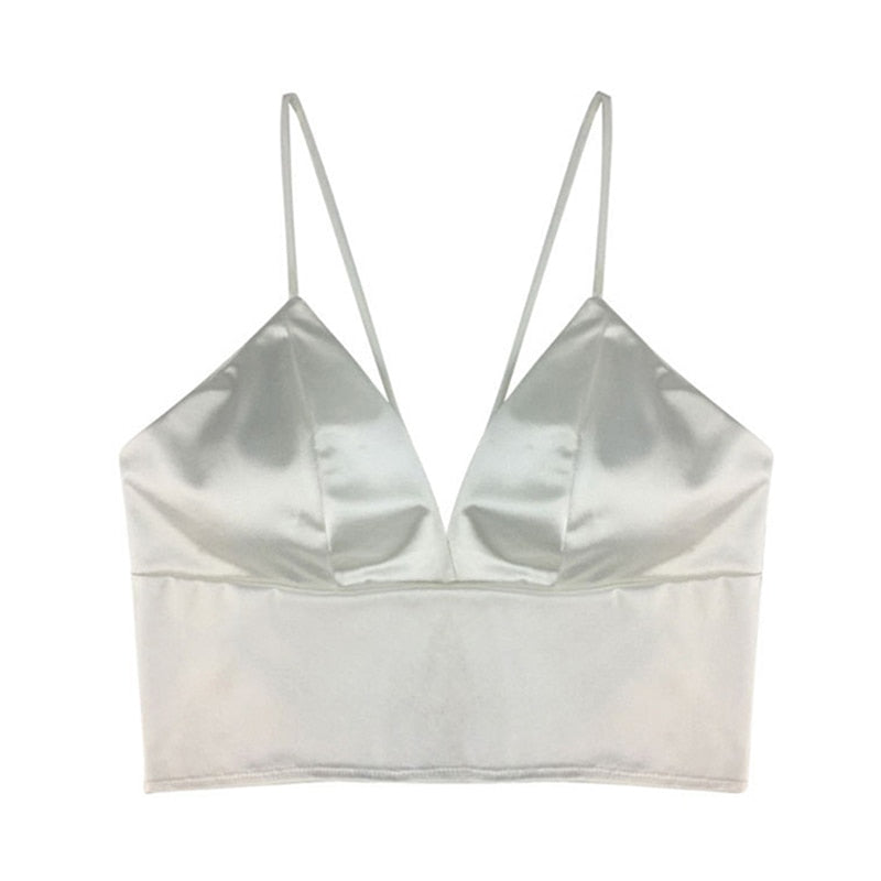Satin Plunge Crop Top