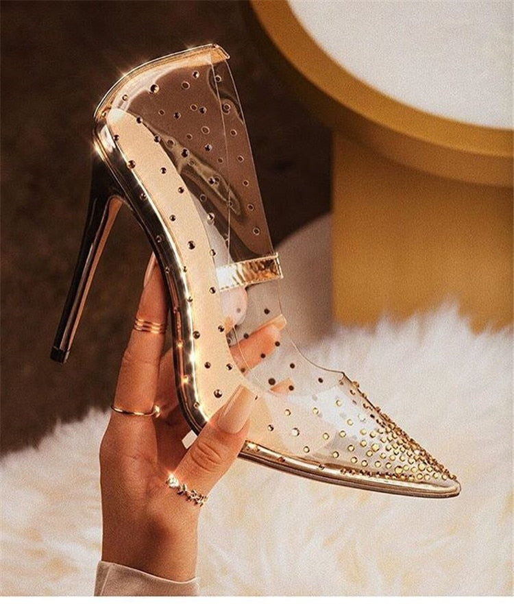 Rhinestone Transparent High Heels