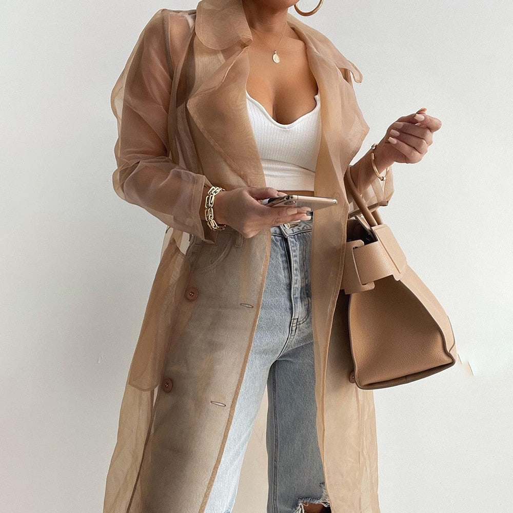 Lace Up Coat With Belt