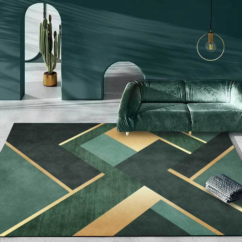 Luxury Deep Emerald Green Mosaic Rugs