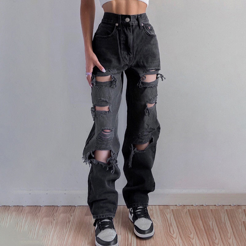 Brown Ripped Vintage Jeans