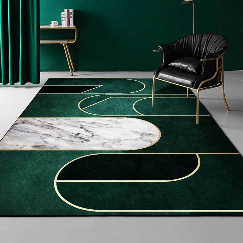 Luxury Deep Emerald Green Mosaic Rugs