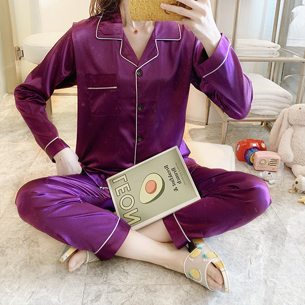 Long-Sleeve Silk Pajamas