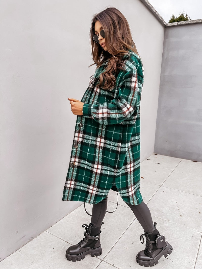 Plaid Wool Coat