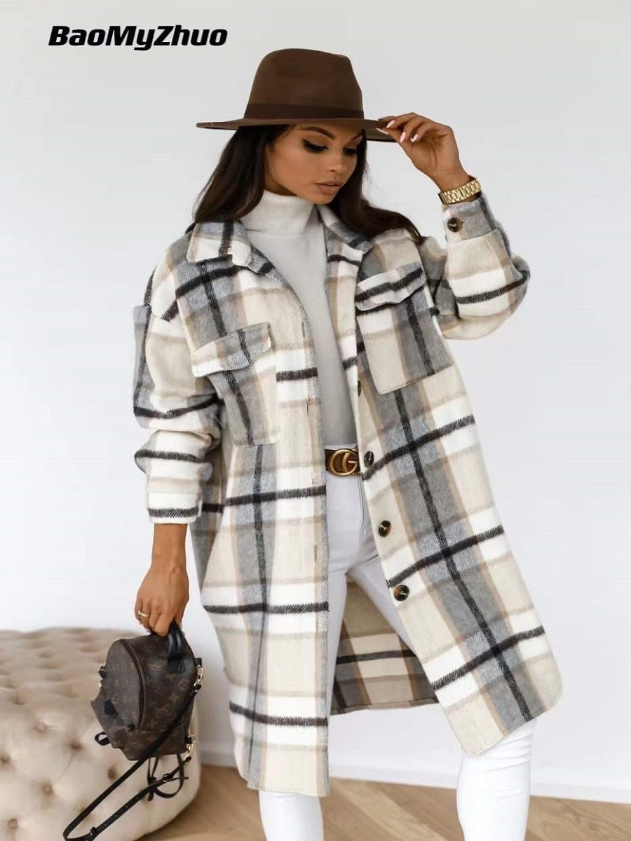 Plaid Wool Coat