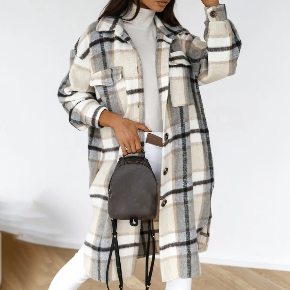 Plaid Wool Coat
