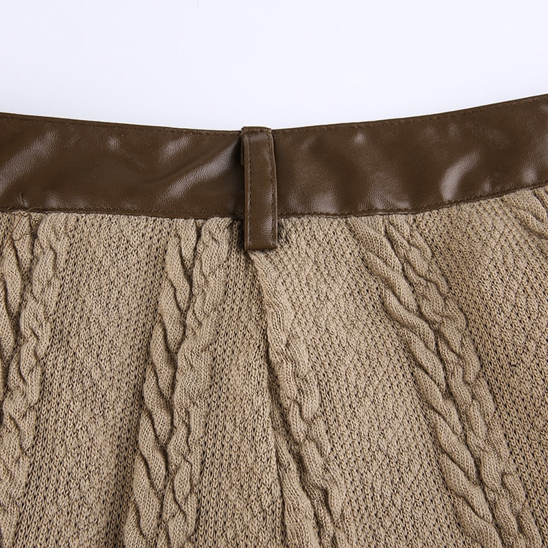 Pleather Accent Knitted Pants