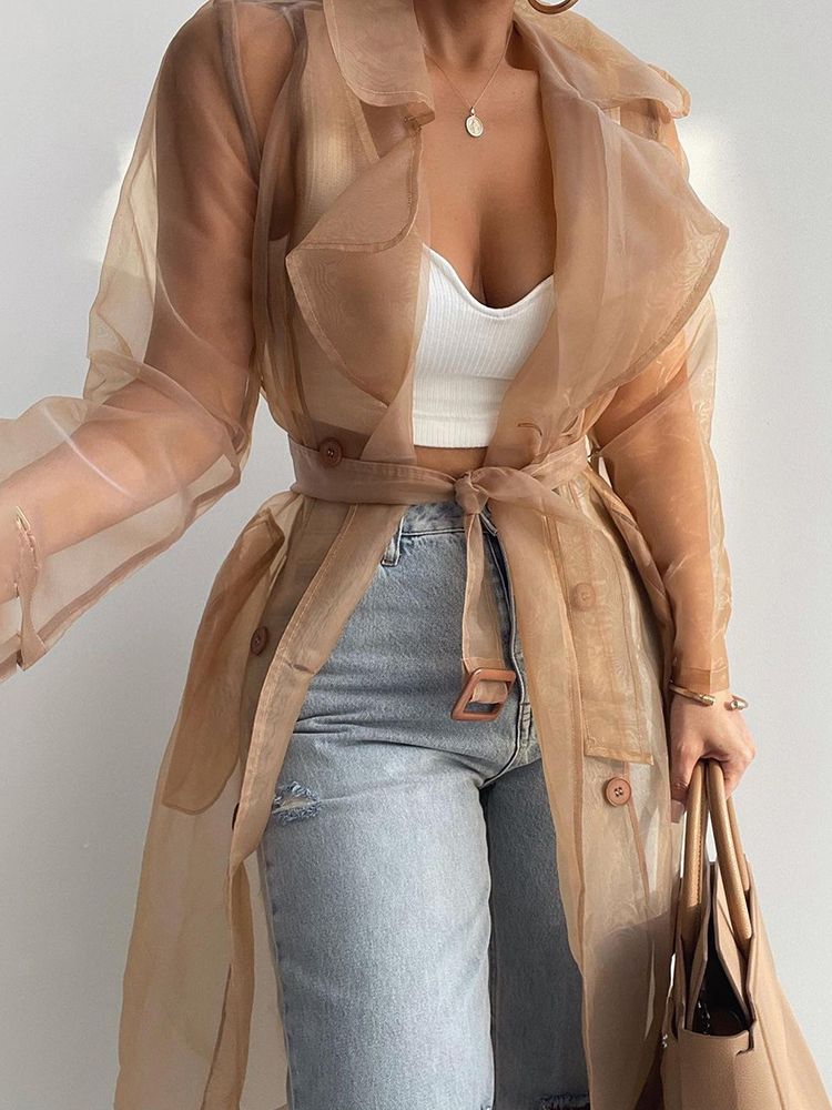 Lace Up Coat With Belt