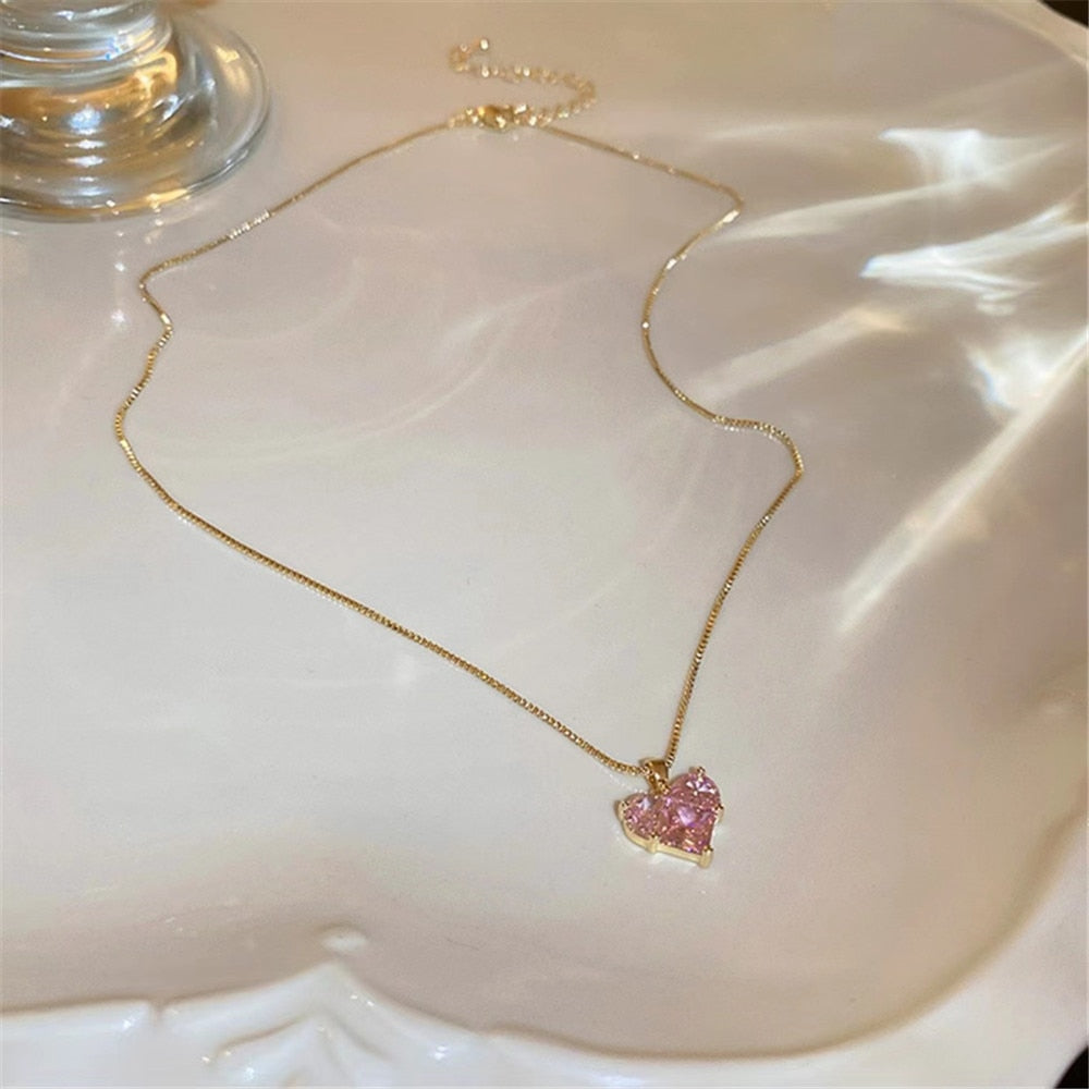 Pink Love Zircon Necklace