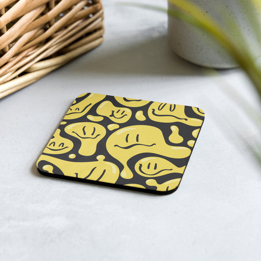 Abstract Smiley Cork-back Coaster