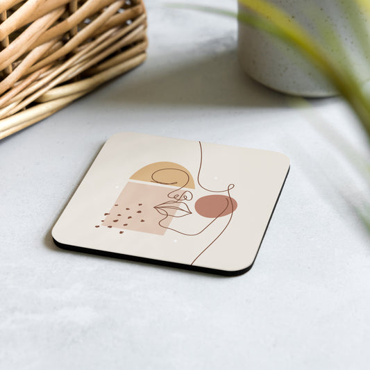 Abstract Face Cork-back Coaster