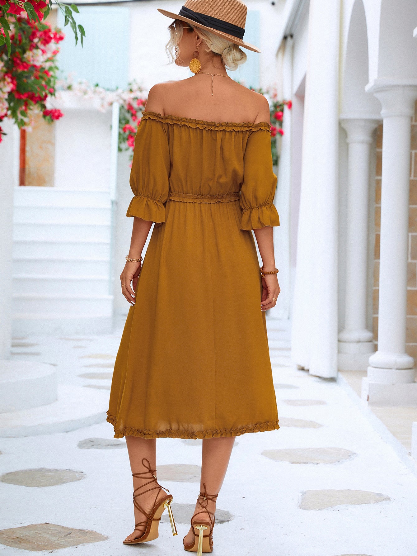 Frilled Off-Shoulder Flounce Dress