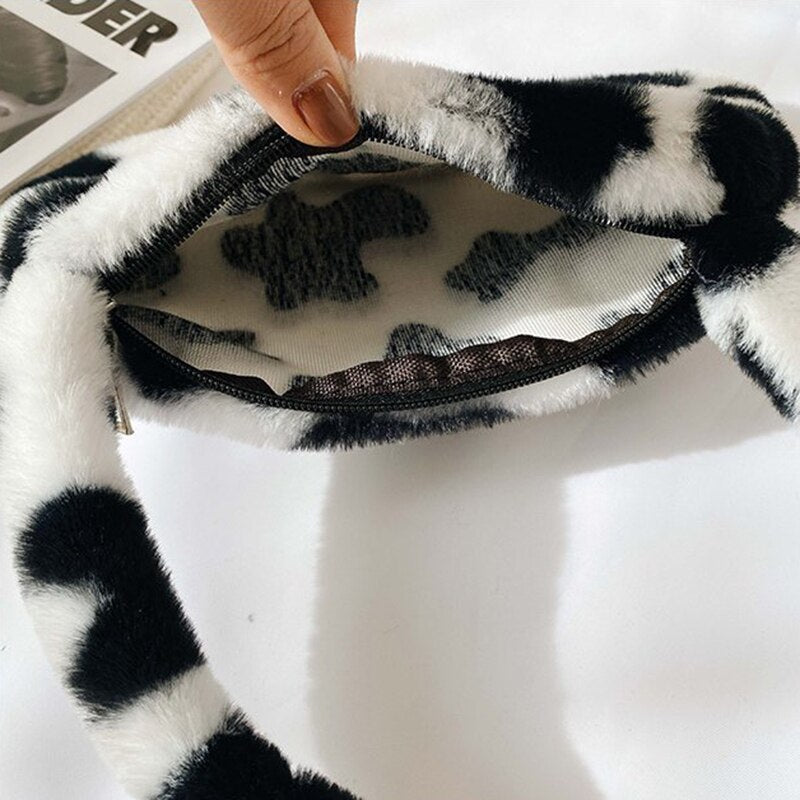 Furry Animal Pattern Shoulder Bag