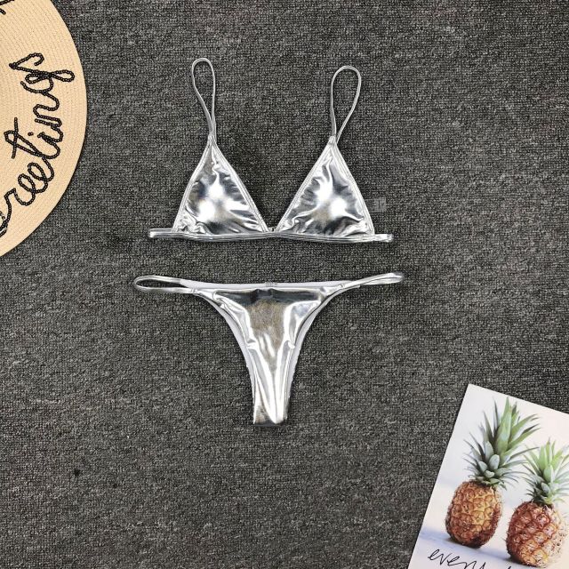 Triangle Metallic Bikini Swimsuit